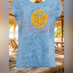 Girl Scouts Girl Topia Blue Graphic Women's Top Size XL